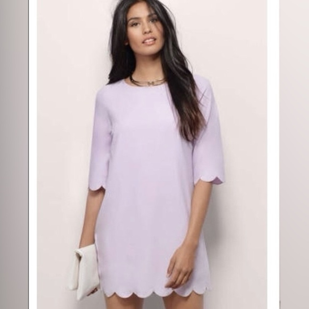 Elegant Lavender Scalloped Hem Dress